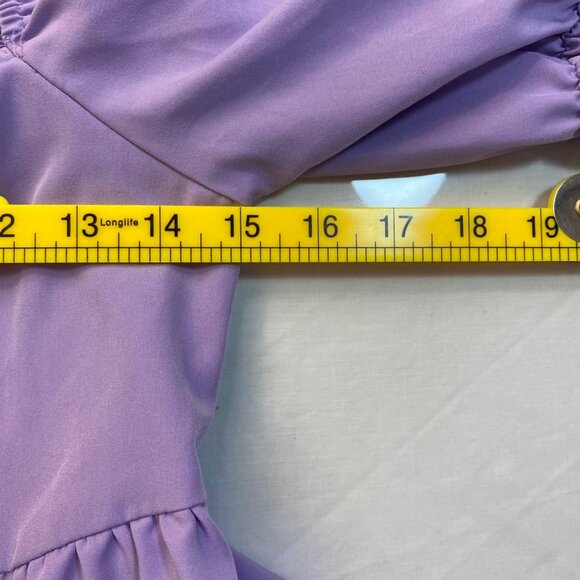 NEW XLURA Lavender Puff Sleeve Smocked Mini Dress Square Neck L - Picture 7 of 15